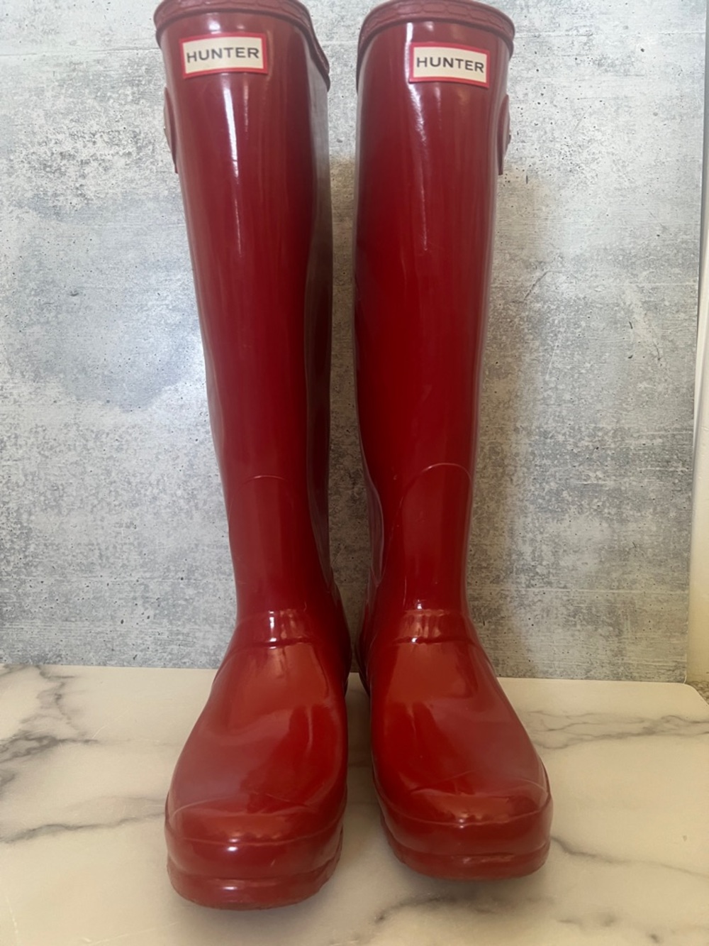 Hunter Tall Gloss Rain Boots in Red